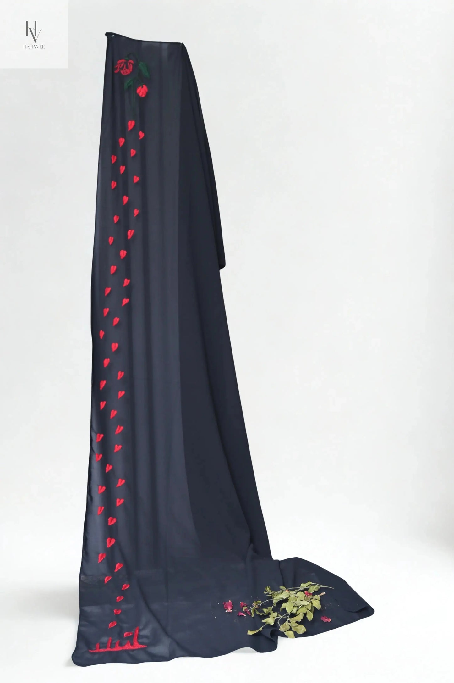 Red Rose Wilt – Blood Bloom Hand-Made Thread-work Hijab | Head-wear