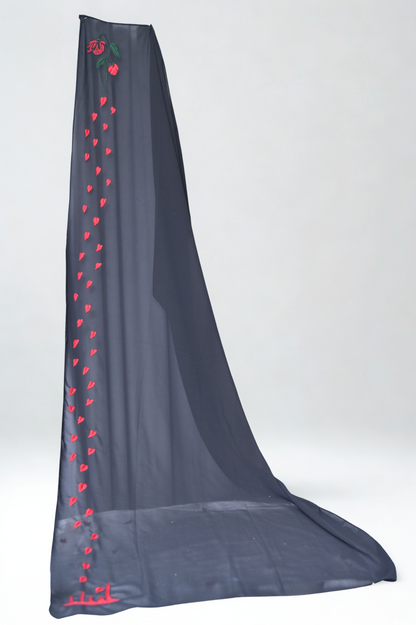Red Rose Wilt – Blood Bloom Hand-Made Thread-work Hijab