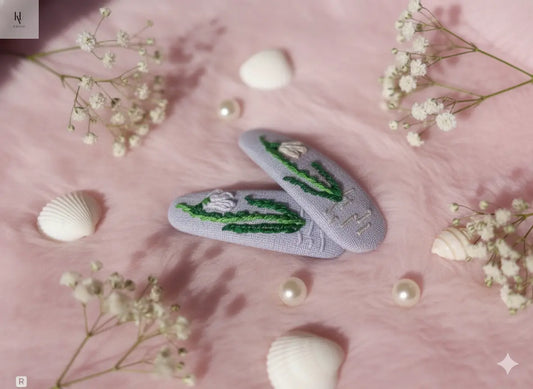 Hand-Embroidered Floral Hair Clip – Premium Handmade Accessory for Girls & Women